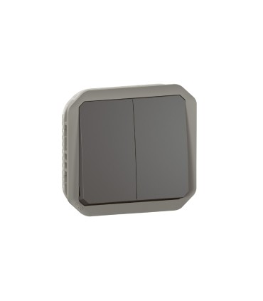 Commande double interrupteur ou poussoir Plexo composable anthracite / Legrand