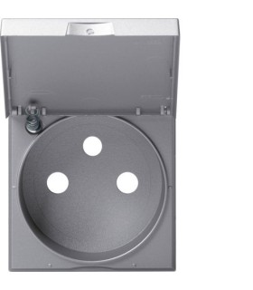 Enjoliveur prise de courant 2P+T gallery avec couvercle titane