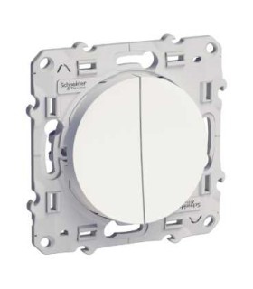 Interrupteur Double Va et vient Lumineux (1 avec LED, 1 sans) Blanc Schneider Electric Odace