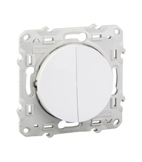 Interrupteur Double Va et vient Poussoir Odace Schneider Electric Blanc