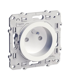 Odace Schneider prise de courant 2P+T Blanc, fixation et connexion à vis