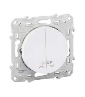 Double poussoirs avec fonction Stop Odace Schneider Electric volets roulants  Blanc