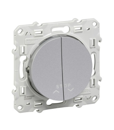 Double Poussoirs Odace Schneider pour volets roulants 2 boutons avec fonction Stop Alu