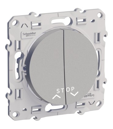 Double Poussoirs Odace Schneider pour volets roulants 2 boutons avec fonction Stop Alu