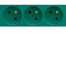 Prise de courant triple speciale goulotte gallery 2P+T 16A vert