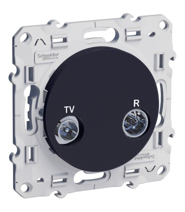 Prise TV/FM ODACE Schneider Electric, pour système en série, passage, AnthraciteOdace