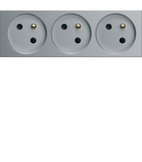 Prise de courant triple speciale goulotte gallery 2P+T 16A titane