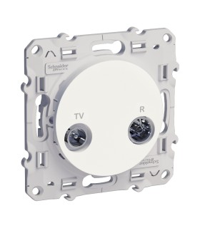 Prise TV/FM Odace Schneider pour système en série, fin de ligne,Blanc