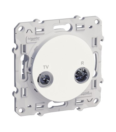 Prise TV/FM Odace Schneider pour système en série, fin de ligne,Blanc