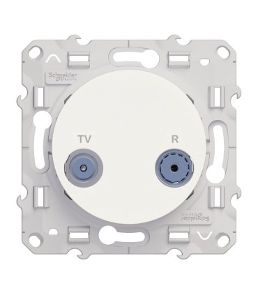 Prise TV/FM Odace Schneider pour système en série, fin de ligne,Blanc