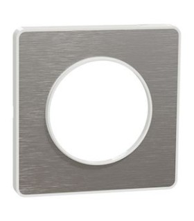 Plaque Odace Touch Alu Brossé avec liseré blanc1 Poste