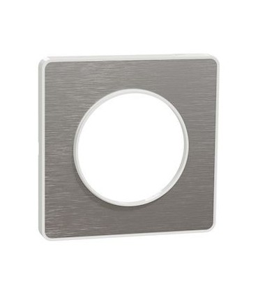 Plaque Odace Touch Alu Brossé avec liseré blanc1 Poste