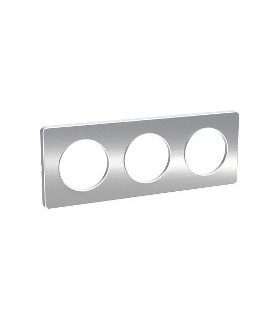 Plaque Odace Touch Alu Brossé liseré blanc 3 Postes  entraxe 71mm