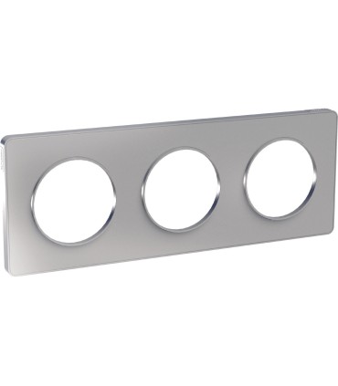 Plaque Alu Odace Touch 3 Postes Schneider Electric entraxe 71 mm