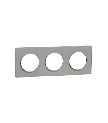 Plaque Alu Odace Touch 3 Postes Schneider Electric entraxe 71 mm