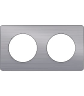 Plaque Alu Brossé Odace Touch 2 Postes avec liseré alu entraxe 71mm
