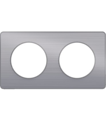 Plaque Alu Brossé Odace Touch 2 Postes avec liseré alu entraxe 71mm