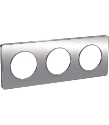 Plaque Odace Touch Alu Brossé liseré alu 3 Postes entraxe 71