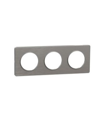 Plaque Odace Touch Alu Brossé liseré alu 3 Postes entraxe 71