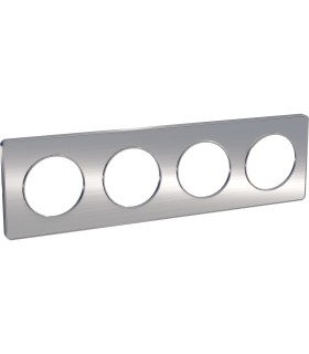 Plaque Odace Touch Alu Brossé liseré alu 4 Postes entraxe 71mm