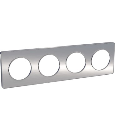 Plaque Odace Touch Alu Brossé liseré alu 4 Postes entraxe 71mm