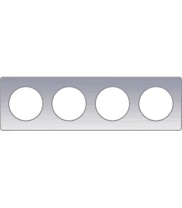 Plaque Odace Touch Alu Brossé liseré alu 4 Postes entraxe 71mm