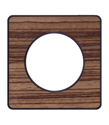 Plaque aluminium et bois Wengé Odace Touch 1 Poste Schneider Electric avec liseré alu