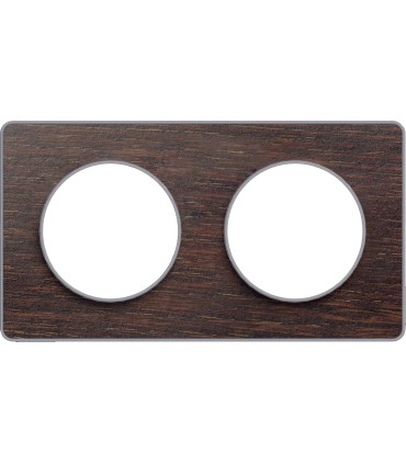Plaque Odace Touch Wengé 2 Postes Schneider Electric  avec liseré alu entraxe 71mm