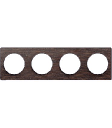 Plaque Odace Touch Wengé 4 Postes Schneider Electric  avec liseré alu, entraxe 71mm