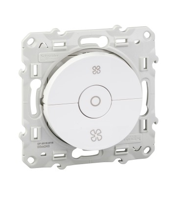 Commande VMC Odace avec position arrêt Schneider Electric Blanc