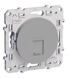 Prise RJ45 téléphone et informatique Odace Schneider Electric Grade 1 Aluminium