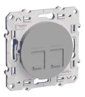 Prise Doubles RJ45 Odace Schneider Electric Multimedia Grade 3 Alu
