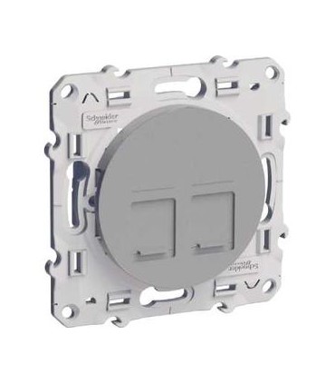 Prise Doubles RJ45 Odace Schneider Electric Multimedia Grade 3 Alu
