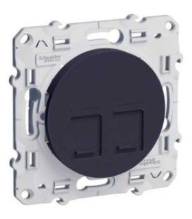 prise double RJ45 Odace Schneider Electric , grade 3 (multimédia) cat. 6 STP, Anthracite