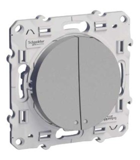 Interrupteur Double Va et vient Lumineux Odace Schneider Electric  (1 avec LED, 1 sans LED) Alu