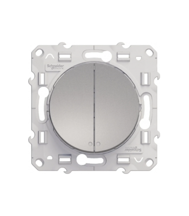 Interrupteur Double Va et vient Lumineux Odace Schneider Electric  (1 avec LED, 1 sans LED) Alu