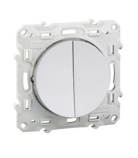 Interrupteur Double Va et vient et Poussoir  Odace Schneider Electric Alu