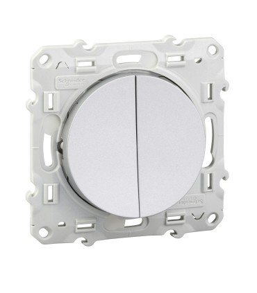 Interrupteur Double Va et vient et Poussoir  Odace Schneider Electric Alu