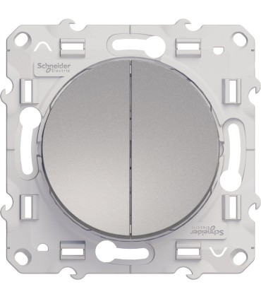 Interrupteur Double Va et vient et Poussoir  Odace Schneider Electric Alu