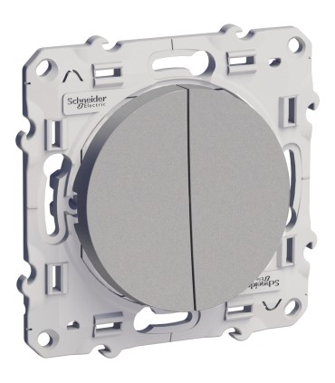 Interrupteur Double Va et vient et Poussoir  Odace Schneider Electric Alu