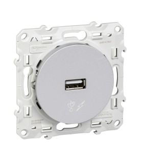 Prise alimentation USB 5V Odace Schneider Electric Alu