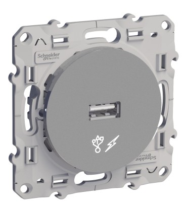 Prise alimentation USB 5V Odace Schneider Electric Alu