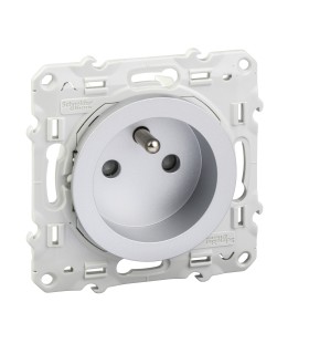Prise de courant 2P+T Odace Schneider Electric à connexion rapide, Alu