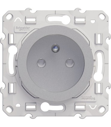 Prise de courant 2P+T Odace Schneider Electric à connexion rapide, Alu