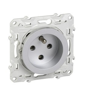 Prise de courant 2P+T à détrompage Odace Schneider Electric Alu