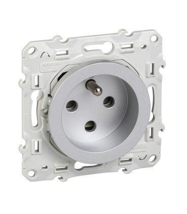 Prise de courant 2P+T à détrompage Odace Schneider Electric Alu