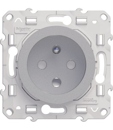Prise de courant 2P+T à détrompage Odace Schneider Electric Alu