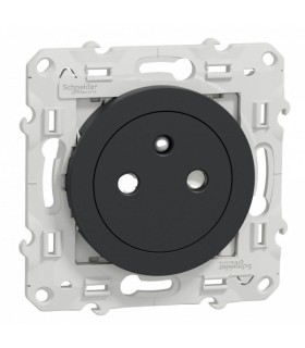 Prise de courant 2P+T affleurante Odace Schneider - anthracite - connexion rapide