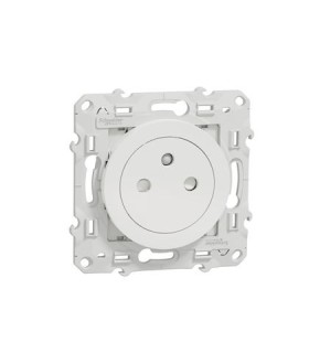 Prise de courant 2P+T affleurante Odace SCHNEIDER blanc connexion rapide