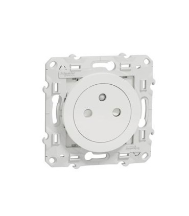 Prise de courant 2P+T affleurante Odace SCHNEIDER blanc connexion rapide